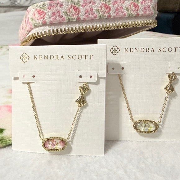 Kendra Scott x Love Shack Fancy Elisa Pink Bloom Floral Bow Necklace - Picture 2 of 10